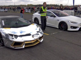 Lamborghini Aventador vs Prior Design Tesla Model S