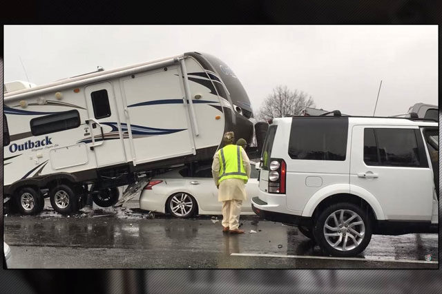 Nissan Faces A Bizarre Accident Involving Ram and Travel Trailer