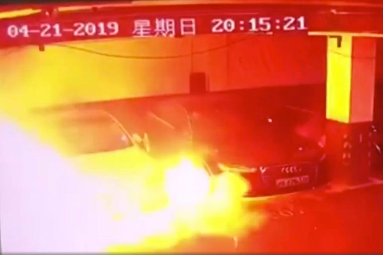 Tesla Investigates Video of Parked Model S Explode in Shanghai, China